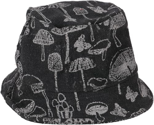 GURU SHOP Sommerhut Pilzdruck Schlapphut Fischerhut Sonnenhut Baumwolle | Unisex, angenehmes Futter, perfekter Sonnenschutz, luftiges Material, handgefertigt in Nepal
