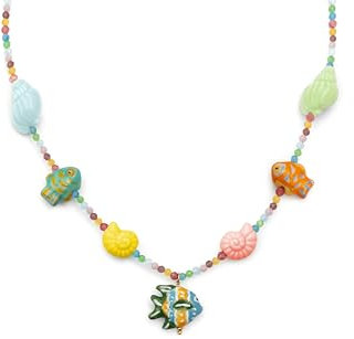 SINGULARU - Halskette Reef. Edelstahl mit 18K vergoldung und Kristall, Keramik. Schmuck für Damen.