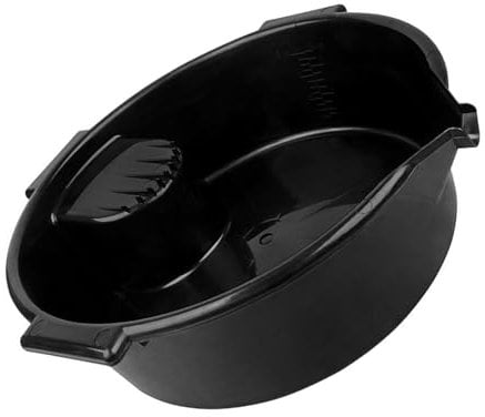 Wkldjf Bandeja redonda de drenaje de aceite de 6 L, contenedor de recogida de aceite con asa y escala, bandeja de recogida de goteo de aceite, reutilizable