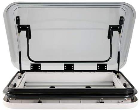 SHEUAO Dachluke Wohnwagen,Dachfenster Camping-Oberrahmen Aus Aluminiumlegierung + Abs-Innenrahmen(Mit LED-Beleuchtung),Für Wohnwagen,Wohnmobil,Caravan,500 * 500mm