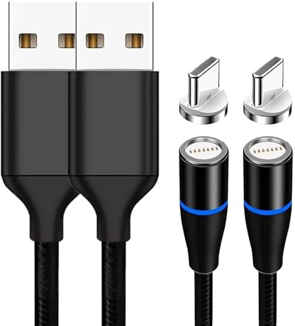 Pevlkawr 2pack Câble MagnéTique Usb C Chargeur MagnéTique Type C Chargeur Aimanté Charge Rapide 2m Transfert De Données CâBle Pour Smartphone Appareils