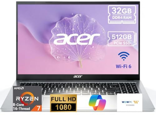 Acer Aspire 3 2026 Touchscreen Laptop | AMD Ryzen 5 7520U CPU(beat Intel i7-1165G7) | 15.6 FHD Display | 16GB DDR5 RAM | 1TB SSD | Wi-Fi 6 | Windows 11 | Business, Study & Productivity