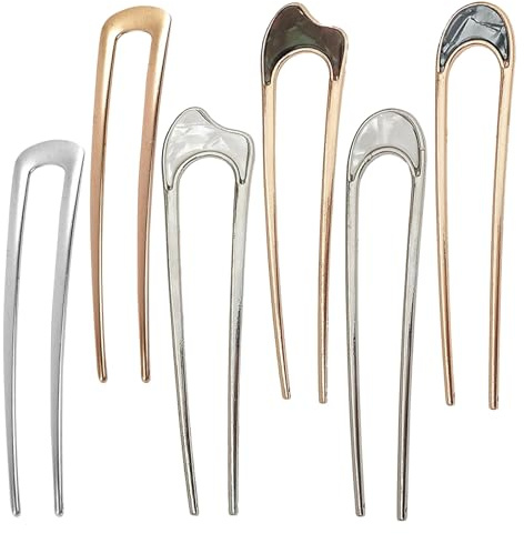 6Pcs French Hair Pin U Shaped Hair Pins for Women Metal Hair Fork French Twist Hair Pin Vintage French Hair Pins for Bun Chignon Small Hair Pins for Thick Thin Hairstyles Women Girls