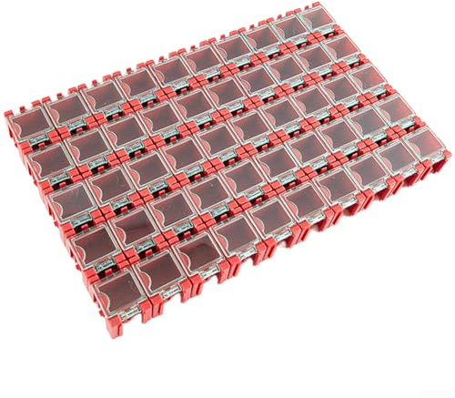 50 Stück für SMD-Elektronik-Aufbewahrungsboxen zur Organisation von Widerständen, Kondensatoren, Dioden und anderen winzigen Schaltungskomponenten (rot)
