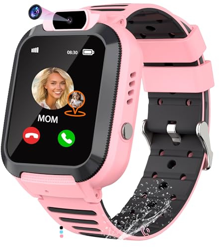 EUNICECG Reloj Inteligente Niño con GPS Localizador Llamadas Teléfonos | Despertador Chat de Voz Juego IP68 Impermeable Modelo de Aula SOS - Smartwatch para Niños Niñas Digital Cumpleaños Regalos
