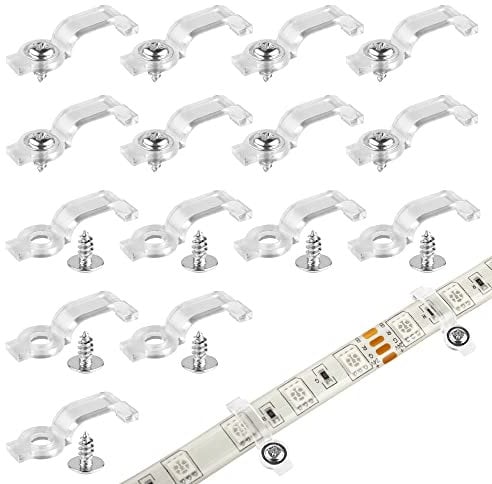VIPMOON 100 Stück LED Befestigungsclips 10mm LED Streifen Halterung LED Strip Halter durchsichtig LED Band Befestigungsclips für 10mm Waterproof LED Strip Schrauben im lieferumfang enthalten