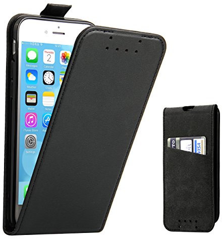 RinTalen Supad iPhone 7/8 Hülle, Flip Case Schutzhülle, Schwarz, Leder Tasche mit Kartenfächern und Magnetverschluss