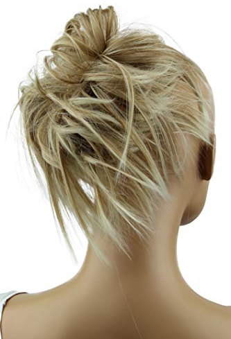 CAISHA Jumbo Haarteil Haargummi Dutt Flora Hochsteckfrisuren Brautfrisuren Natürlich Gewellt Unordentlich DM17cm Blond Mix G13F