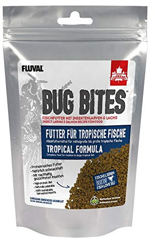 Fluval Bug Bites Fischfutter, mit Insektenlarven, fuer tropische Fische, langsam sinkendes Granulat 1,4-2,0mm, 125g