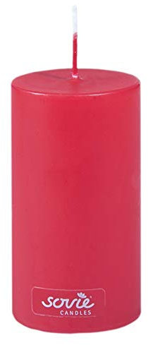 Sovie CANDLES Stumpenkerze | Weihnachten Advent Blockkerze | 1 Flachkopfkerze in Rot (Ø50nn x 100mm)