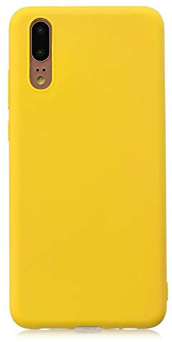 cuzz Custodia Compatibile con Huawei P20 PRO+(Film di Vetro temperato)Silicone TPU Cover Morbida Protettiva Custodia Ultra Sottile Leggero Cover-Giallo