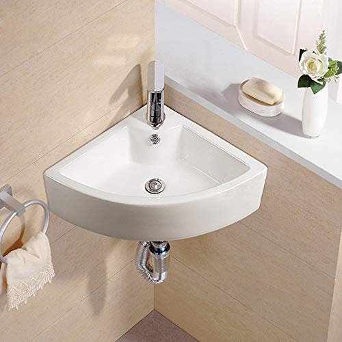 HomeLava Lavabo in Ceramica bianco Mini Lavabi per bagno Lavabo montaggio a parete (rubinetto non incluso)