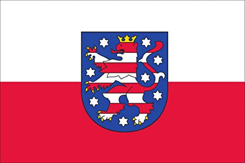 flaggenmeer® Flagge Thüringen mit Wappen 120 g/m² ca. 200 x 335 cm