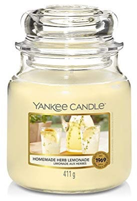 Yankee Candle Medium Jar Candle | Homemade Herb Lemonade Scented Candle | Up to 75 Hours Burn Time, 411g