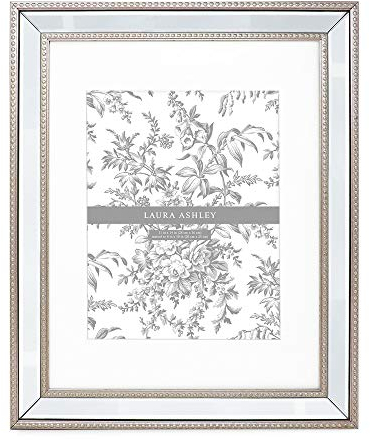Laura Ashley Bilderrahmen, 28 x 35 cm, champagnerfarben, mit Spiegelperlen, klassischer Spiegelrahmen mit Perlenrand, Wandmontage, für Fotogalerie und Wandkunst, 28 x 35 cm, champagnerfarben