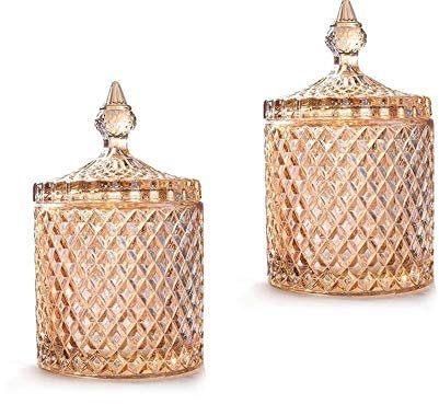 2 pots de bonbons en verre avec couvercle bol de bonbons décoratif recouvert de cristal, bocal de rangement