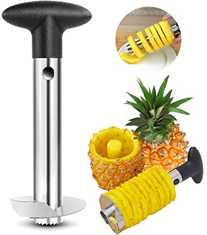Edelstahl-Ananas-Kernentferner-Werkzeug für Zuhause und Küche, mit scharfer Klinge für gewürfelte Früchte Ringe, All-in-One-Ananas-Werkzeug, Schäler, Schneidet Ananas schnell und einfach ohne Messer