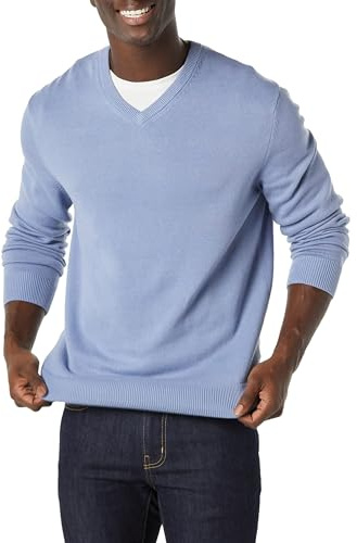 Amazon Essentials Herren Pullover-Pullover Mit V-Ausschnitt (Erhältlich In Groß und Schwer), Hellblau, M