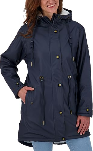 Deproc Active Damen Friesennerz Regenmantel Kapuze Wasserdicht Wetterfest Windbreaker Übergangsjacke #ankerglutliebe Regenjacke, Navy, 36