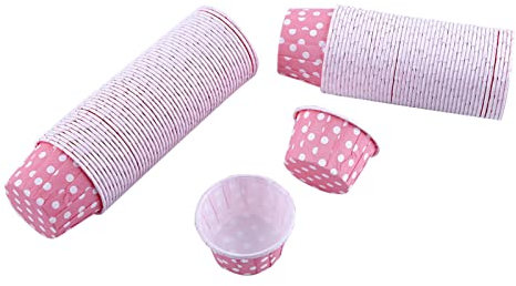 100 Stück Mini Cupcake Liner Papier - Runde Bunte Kuchen Backbecher für Zuhause Geburtstag Party Hochzeit Dekoration Gebäck Muffin Formen Formen(Rosa)