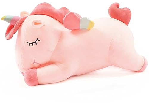SNOWOLF Einhorn Stofftier Spielzeug Liegen Niedliches weiches Einhorn Plüsch Umarmungskissen mit Regenbogenflügeln Kawaii Spielzeug für Kinder Mädchen (Rosa, 30 cm)