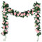 MeloMall 2 x 2,2 m Künstliche Rosen Girlande, Blumen Girlande Rosen Ranke Seidenblume Hängende Fake Rose Reben mit Grünen Blättern，Geignet Familie, Garten, Blumengirlande Hochzeit Dekoration(Rosa)