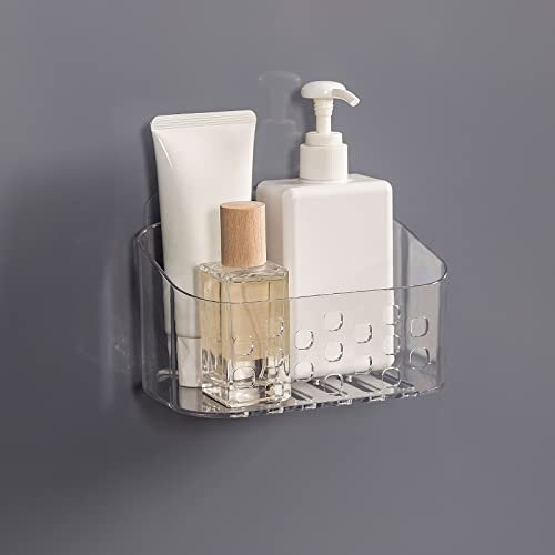 Ettori Duschablage,klein Duschkorb,Duschregal ohne Bohren,Badezimmer Organizer an der Wand montiert für Küchen und Badezimmer,Transparent