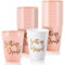 VELENTI Hen Party Accessories - 15-Piece Large Plastic Serving Cups 16 Oz - Colourful Bride Tribe Cup Set for Bachelorette Party, Bridal Party, Hen Do - Strong Reusable White, Pink Party Cups
