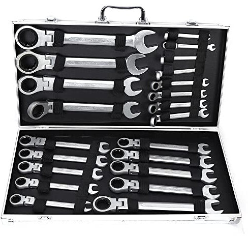 22Tlg Maul Ring Ratschen SchlüSsel Set Satz GabelschlüSsel Ringmaul RatschenschlüSsel Gelenk Werkzeug SchraubenschlüSsel RingratschenschlüSsel Flexible RingschlüSsel Knarren Combination Wrench 6-32Mm