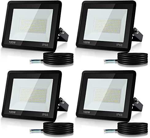 Tubiaz LED Strahler Aussen, 4x100W Superhell 8500LM Außenleuchte Scheinwerfer 3000K Warmweiß, IP66 Wasserfest Aussenstrahler für Terrasse Garten Innenhöfe (kein Stecker)