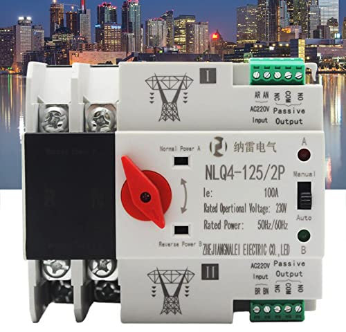Commutateur de Transfert Automatique Manuel Inverseur de Source à Double Puissance Interrupteur de Transfert Automatique à Commutation Rapide pour électricité Municipale 2P 125A / 4P 100A,2p,50A