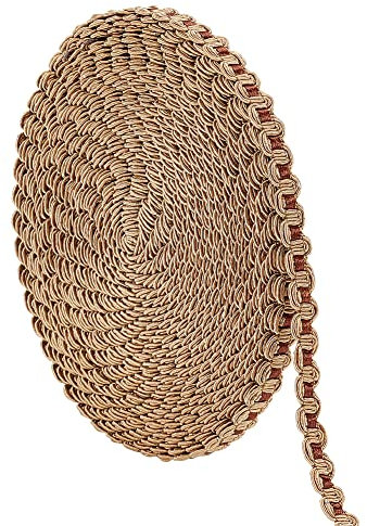 PandaHall 13.1 Yard Gimp Braid Borte 12 mm Wellenmuster Polyesterband Goldenes Polyestergewebe Borte Dekorative Spitzenborte Für Vorhang Kostüm Schonbezug Polsterung Nähen Wohnkultur