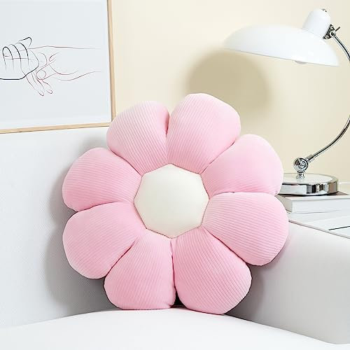 Sioloc Blumenförmiges Kissen, Gänseblümchen-Kissen, Bodenkissen, Sitzkissen, Wohndekoration & Plüsch-Wurfkissen für Bett, Sofa, Sessel (Rouge, 38cm)