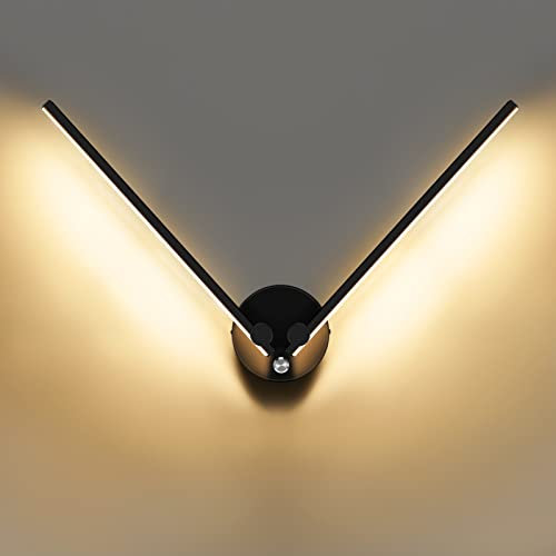 KAWELL 12W Moderne LED Wandleuchte mit Schalter Innen Wandlampe LED Wandbeleuchtung mit 300° Drehbaren Lampenarmen für Schlafzimmer Wohnzimmer Hintergrund Wand Flur Treppengang