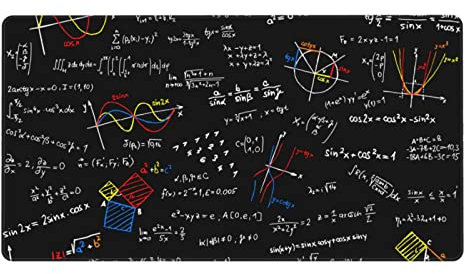 Mathematical Formula Large Mouse Pad Gaming Mousepad XXL 15.8×29.5 in Non-Slip Rubber Base Desk Mats on Top of Desks Mouse Pads for Wireless Mouse Computer Desks Accessories