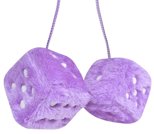 Rumyve Dadi pelosi vintage per auto, 2 pezzi, ciondoli decorativi in peluche per auto, con accessori decorativi per interni (viola)