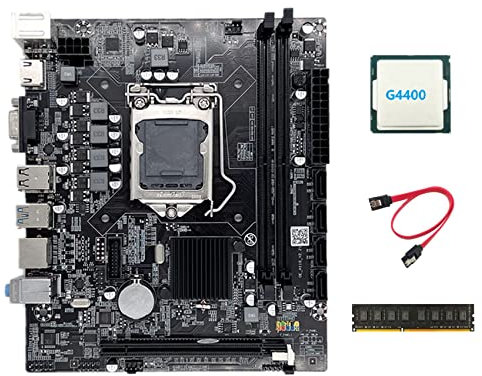 Oikabio H110 Computer Motherboard LGA1151 Supporta Celeron G3900 G3930 Series CPU con G4400 CPU+DDR4 4GB 2133Mhz RAM+ SATA
