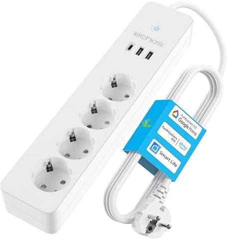Smart WLAN Steckdosenleiste Mehrfachsteckdose Alexa, Google Home, Sprachsteuerung, Smart Things, Smart Life 1.5M USB Type C Fernzugriff Steckerleiste Stromleiste Mehrfachstecker Verteilersteckdose
