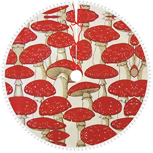 Rot Weiß Pilz Plüsch Ball Weihnachtsbaum Rock (Verdickt) Weihnachtsbaum Matte Neujahr Weihnachtsbaum Dekoration