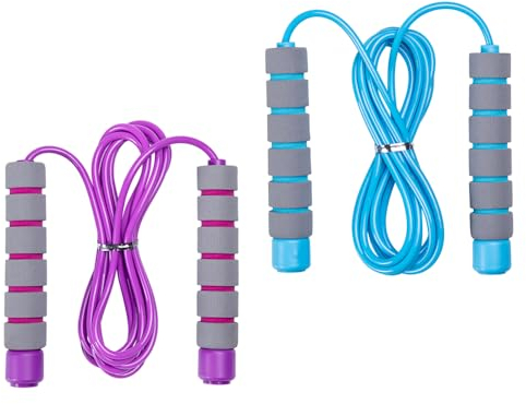 Homello Verstellbare Springseil Kinder 6 Jahre, seilspringen mit Hautfreundlichen Schaumgriffen für 3-12 Jahre alt Jungen und Mädchen für Fitness/Training/Spiel/Fett Brennen Übung，260CM, Blau Lila