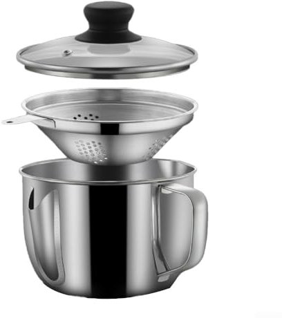 Lata de filtro de aceite de acero inoxidable, filtro de aceite de acero inoxidable de 1 litro para cocinar sopa, colador de grasa separador