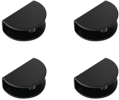 4Pcs Glass Shelf Brackets Stainless Steel Clip Holder Adjustable Glass Clamp Square Glass Shelf Clamp for 8mm Glass Acrylic Wood (Black, Small)