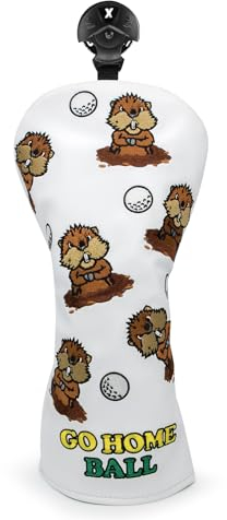 Groundhog Golfschlägerhaube # 3, 5, 7, drehbar, PU-Leder, 3 Holzkopfhaube, lustige Gopher-Golfschlägerhaube für Herren, passend für alle Fairway-Hölzer