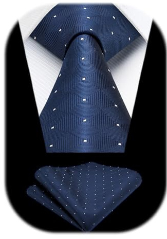 Enlision Cravate Homme Cravates à Carreaux et Pochette Mariage Classique Ensemble de Cravate Mouchoir