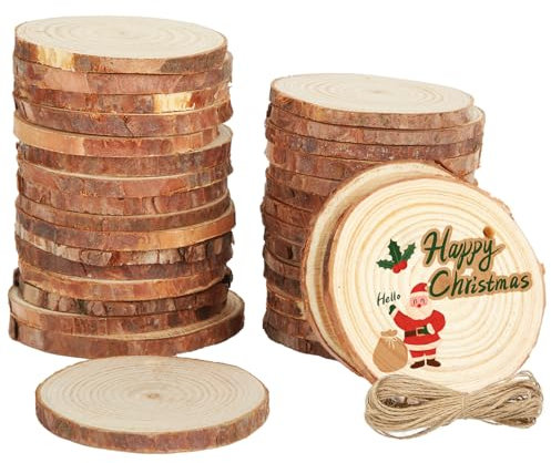 WOPPLXY Lot de 60 Rondin de Bois Naturel, 7-8cm Rondin de Bois Deco Sans Trou pour Décoration de Noël et Mariage, Decoration Pyrogravure, Artisanat