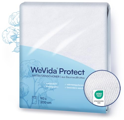 WeVida®Protect Wasserdichter Matratzenschoner - Oeko-TEX® Zertifiziert, Waschbare Inkontinenzauflage, Matratzenschutz gegen Nässe, Bettschoner (Baumwolle, 180 x 200 cm)