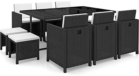SECOLI Rattan gartenmöbel Set 10 Personen Sitzgruppe Outdoor gartenmöbel Set 10 stühle mit Tisch Garten sitzgruppe 10 Personen Lounge Möbel Outdoor Rattan sitzgruppe-Schwarz und Weiß-11-tg