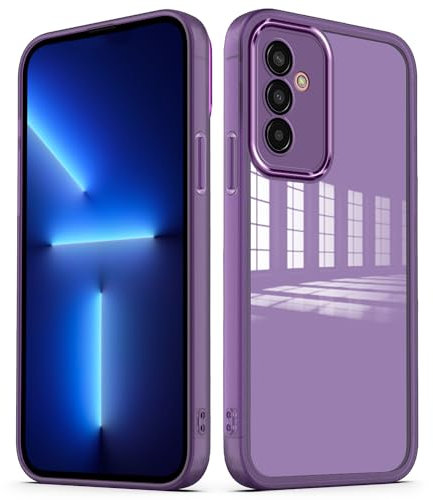 YUXING Funda para Samsung Galaxy M13 4G / M23 5G Carcasa Transparente con Película Protectora de Lente Ultra Delgado Antichoque Bumper Slim Case - Púrpura