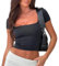 EMOTTOS Frauen Y2K Slim Fit Tops, Sommer Sexy Kurzarm T-Shirt mit Quadratischem Ausschnitt, Hochelastisches Geripptes Crop Top für Club Party (SCHWARZ, XL)