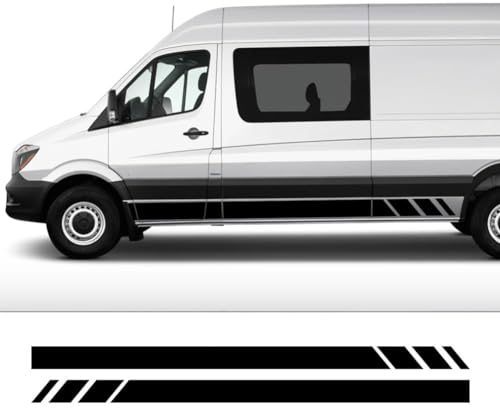 Autotür Seitenstreifen Racing Zielflagge Seitenstreifen Aufkleber,für Benz Sprinter W903 W906 W907,Glossy Black